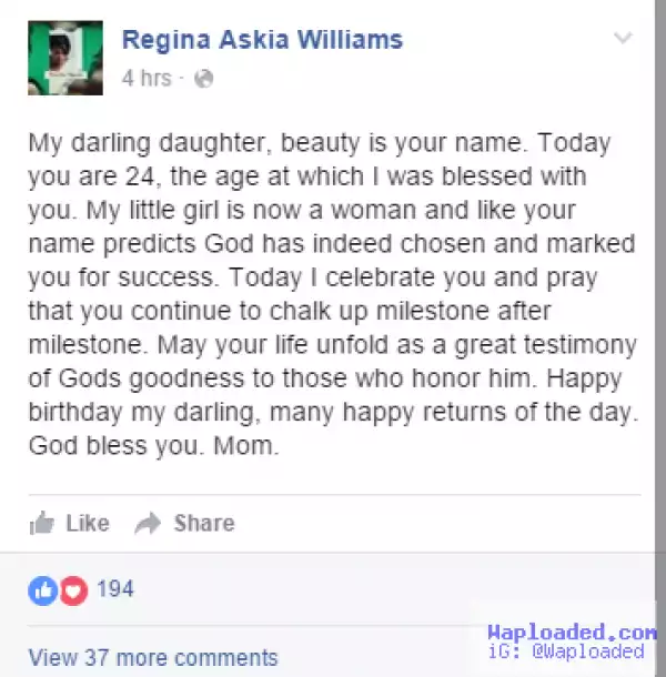 Regina Askia Celebrates Daughter, Stephanie as She Turns 24